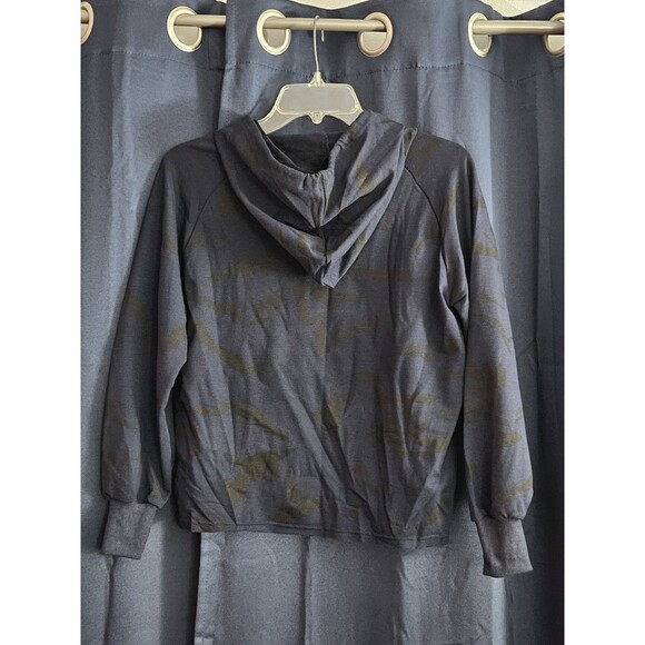 Cotton Emporium Size XS Blue & Black Camo Hooded Pullover Long Sleeve Shirt - Picture 2 of 9